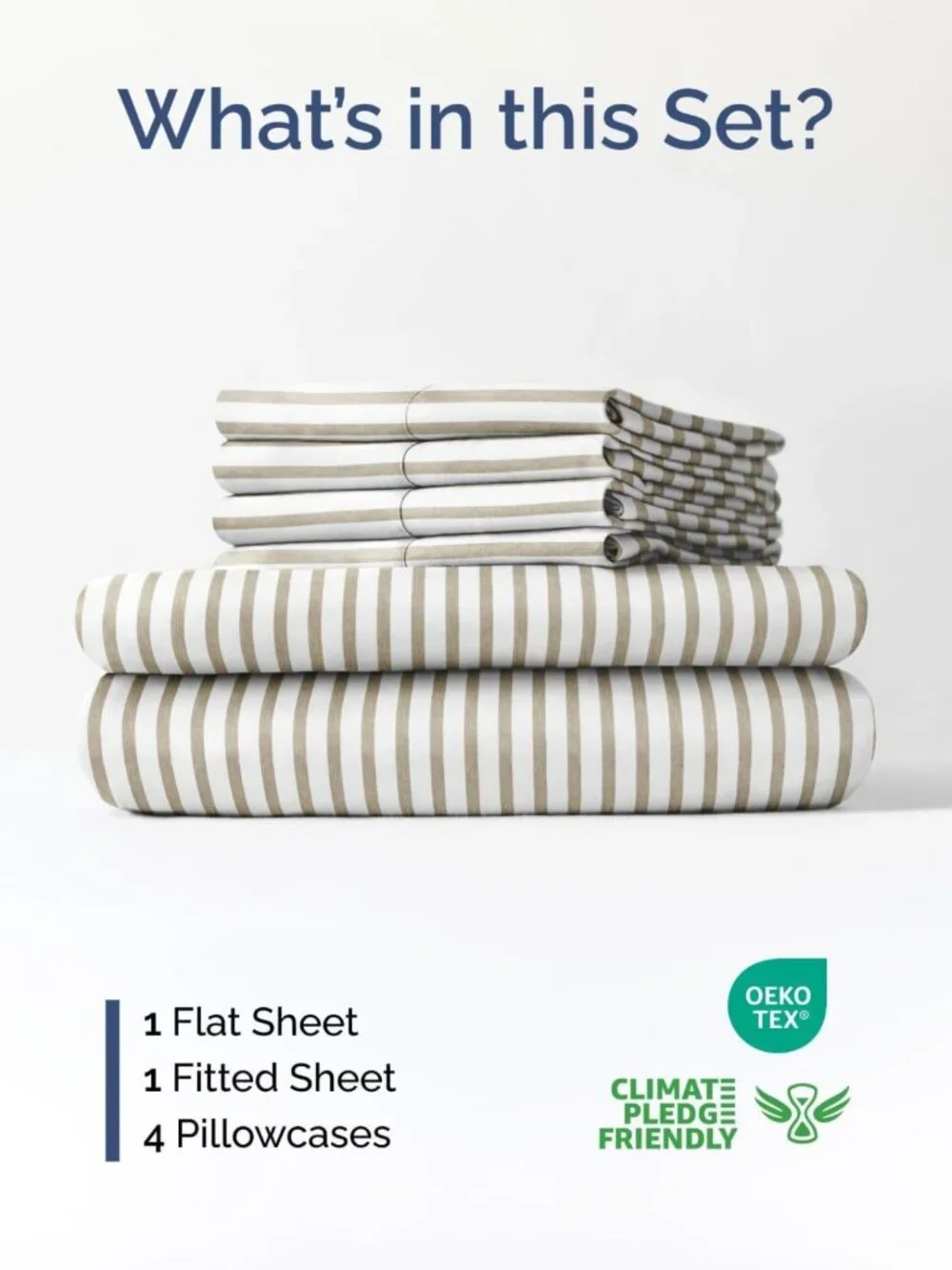 Extra Deep King Sheet Set - 6 Piece Cooling & Breathable Bedding - Beige Stripes